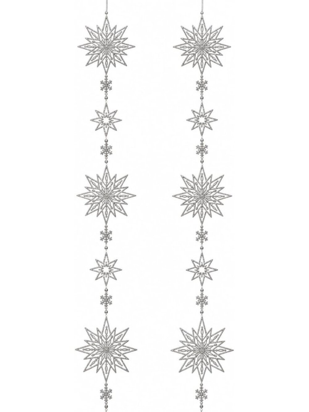 Sparkling Silver Glitter Snowflake Garland Set of 2 - 6FT Holiday Decor for
